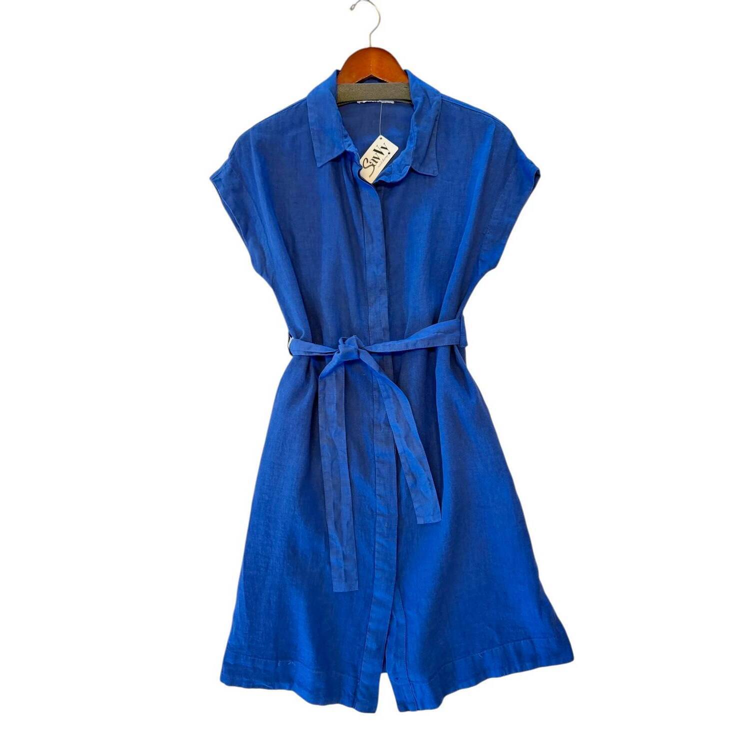 New Haris Cotton Women's Short Linen Mini Dress In Sapphire